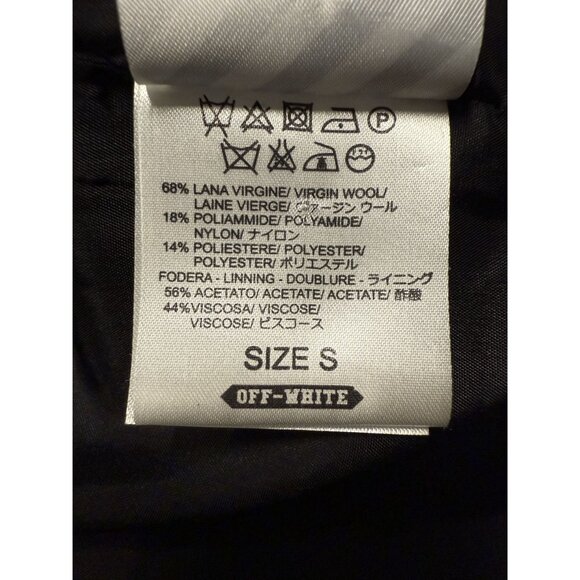 Off-White Black & White Striped Varsity Jacket S Virgin Wool Blend - Picture 2 of 14